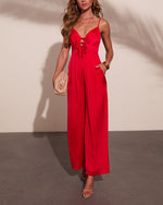 Vintage Coastline Satin Bust Tie Jumpsuit