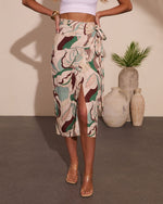 Neela Abstract Wrap Tie Cover Up Midi Skirt
