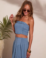 Sunset Bliss Ruffle Strapless Crop Top