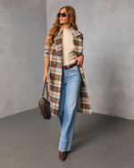 Isarn Plaid Double Breasted Long Coat