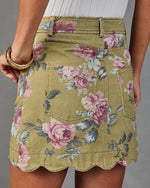 Loves Garden Floral Denim Mini Skirt