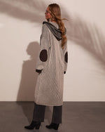 Roselynn Striped Hooded Drawstring Longline Cardigan