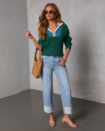 Campus Classic Color Block Quarter Zip Sweater