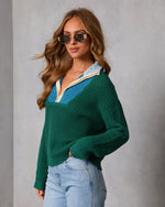 Campus Classic Color Block Quarter Zip Sweater