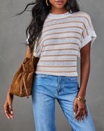 Victoria Striped Open Knit Sweater