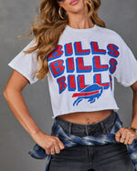 Bills Bills Bills Cotton Glitter Cropped Tee