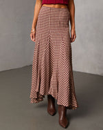 Burgundy % Rylin Gingham Maxi Skirt-2