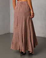 Burgundy % Rylin Gingham Maxi Skirt-4