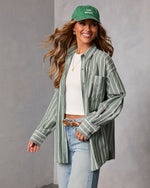 Ivy Collective Striped Buttoned Up Top