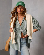 Ivy Collective Striped Buttoned Up Top