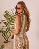 Poolside Daydream Striped Crochet Cover Up Top