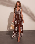 Bethlyn Abstract Waist Tie Maxi Shirt Dress