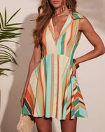 Preppy Feeling Striped Collared Mini Dress