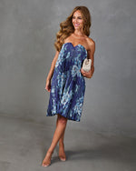 Adrenia Pleated Floral Satin Mini Dress