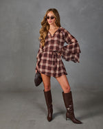 Falling For Her Plaid Waist Tie Mini Dress