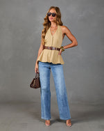 Tania Cotton Belted Halter Neck Top