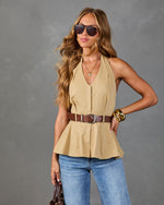 Tania Cotton Belted Halter Neck Top