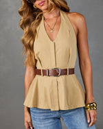 Tania Cotton Belted Halter Neck Top