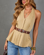 Tania Cotton Belted Halter Neck Top