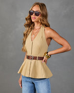 Tania Cotton Belted Halter Neck Top