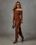 Danika Ribbed Knit Off the Shoulder Midi Dress