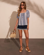 Mareah Striped Gingham Print Top
