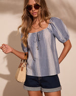 Mareah Striped Gingham Print Top