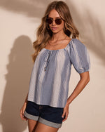 Mareah Striped Gingham Print Top