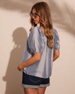 Mareah Striped Gingham Print Top