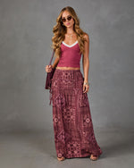 Mystic Meadow Drawstring Floral Maxi Skirt