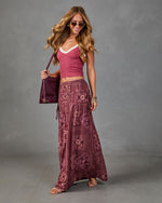 Mystic Meadow Drawstring Floral Maxi Skirt