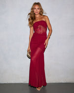 Slay Bells Mesh Cut Out Lace Maxi Dress