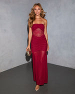 Slay Bells Mesh Cut Out Lace Maxi Dress