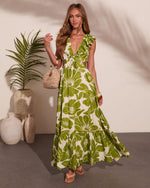 Poppy Paradise Tropical Floral Cut Out Maxi Dress