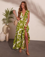 Poppy Paradise Tropical Floral Cut Out Maxi Dress