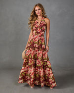Bloom Reverie Floral Halter Neck Maxi Dress