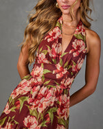 Bloom Reverie Floral Halter Neck Maxi Dress