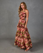 Bloom Reverie Floral Halter Neck Maxi Dress