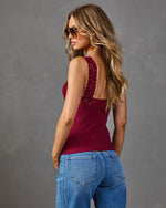 Peony Darling Ribbed Floral Lace Tank Top