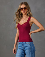 Peony Darling Ribbed Floral Lace Tank Top