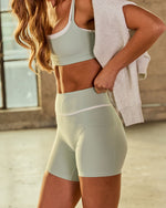 Mint % Hustle Honey Contrast Trim Biker Shorts-3