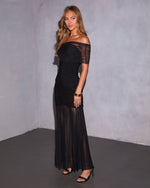 Hollins Convertible Mesh Off Shoulder Maxi Dress