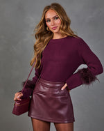 Midnight Darling Knit Feather Trim Sweater