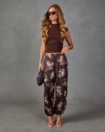 Warm Whimsy Floral Satin Balloon Pants