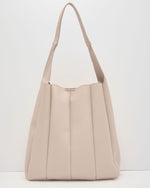 Oatmeal % Savangie Pleated Leather Tote Bag-6