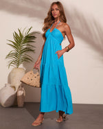 Saltwater Crush Tiered Halter Neck Maxi Dress