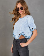 Trail Song Embroidered Eyelet Hem Denim Top