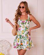 Blissfully Blooming Tropical Fruit Print Mini Dress