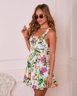 Blissfully Blooming Tropical Fruit Print Mini Dress