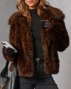 Franz Leopard Print Faux Fur Coat